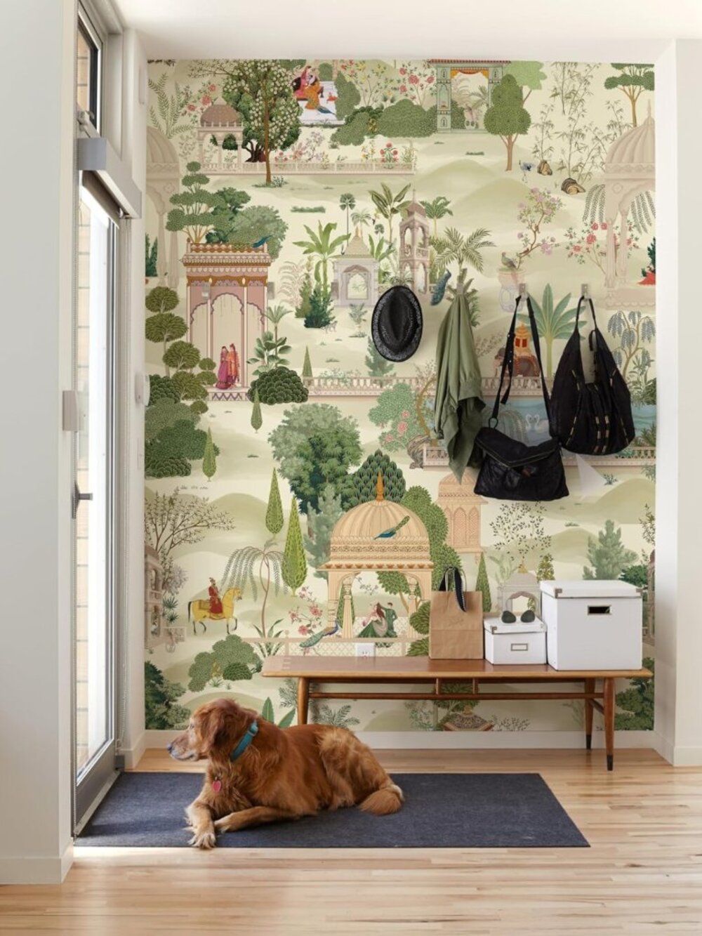 Tropical Green Peel and Stick Wall Mural - 59" W x 98" H, Exotic Home Decor
